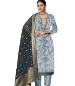 Women's multi hand work organza dress material