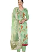 Women's green sequence work organza dress material