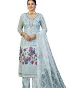 Women's sea green unstitched hand work modal cotton dress material (m-msmfc11281b)