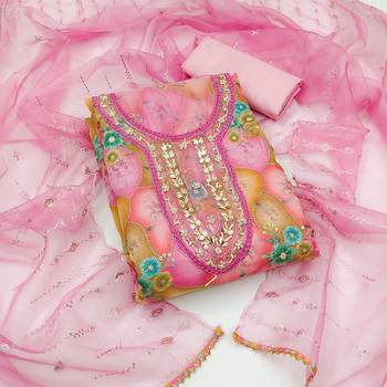 Women's multi heavy sequence organza dress material 1