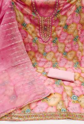 Women's multi heavy sequence organza dress material 2