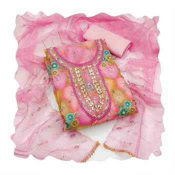 Women's multi heavy sequence organza dress material 3