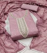 Women's light purple hand work modal cotton dress material