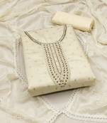 Women's off white hand work modal cotton dress material