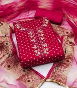 Women's pink hand work modal cotton dress material