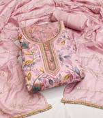 Women's pink unstitched handwork organza dress material