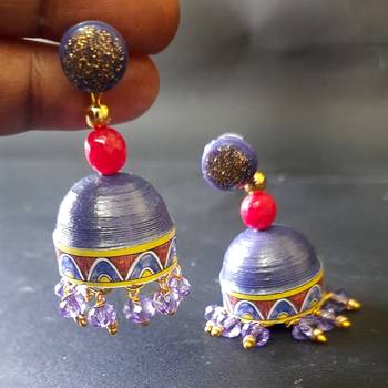 Quilled jhumkas with resin stud earrings 17 2