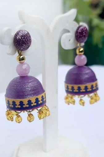 Quilled jhumkas with resin stud earrings 13