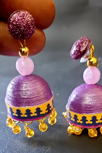 Quilled jhumkas with resin stud earrings 13