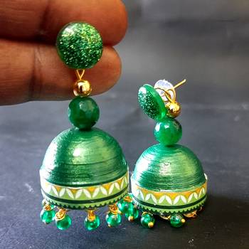 Quilled jhumkas with resin stud earrings 12 2