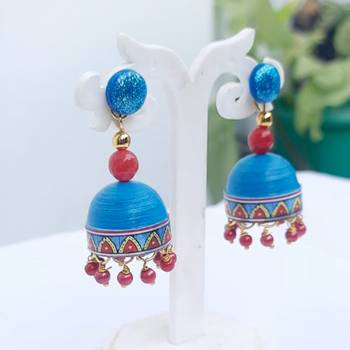Quilled jhumkas with resin stud earrings 10 1