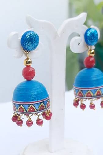 Quilled jhumkas with resin stud earrings 10