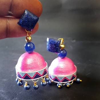 Quilled jhumkas with resin stud earrings 14 2