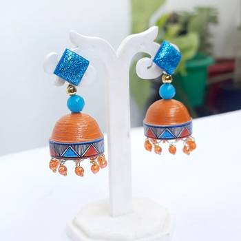 Quilled jhumkas with resin stud earrings 16 1