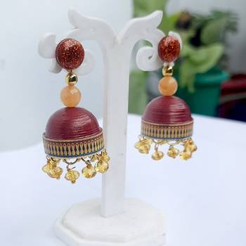 Quilled jhumkas with resin stud earrings 9 1