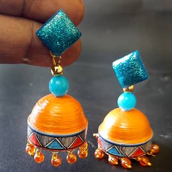 Quilled jhumkas with resin stud earrings 16 2