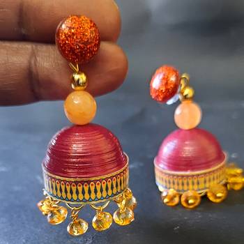 Quilled jhumkas with resin stud earrings 9 2