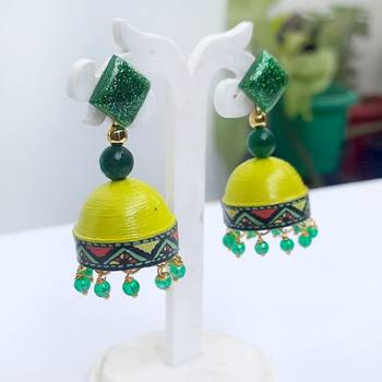 Quilled jhumkas with resin stud earrings 8 1