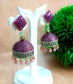 Quilled jhumkas with resin stud earrings 7