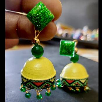 Quilled jhumkas with resin stud earrings 8 2