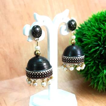 Quilled jhumkas with resin stud earrings 6 1