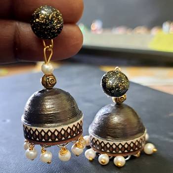 Quilled jhumkas with resin stud earrings 6 2