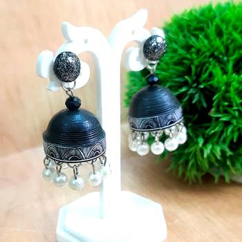 Quilled jhumkas with resin stud earrings 5 1