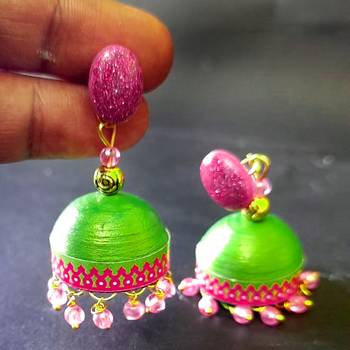 Quilled jhumkas with resin stud earrings 4 2