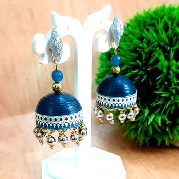 Quilled jhumkas with resin stud earrings 3 1