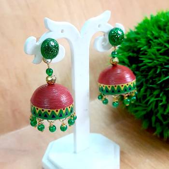 Quilled jhumkas with resin stud earrings 1 1
