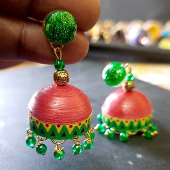 Quilled jhumkas with resin stud earrings 1 2