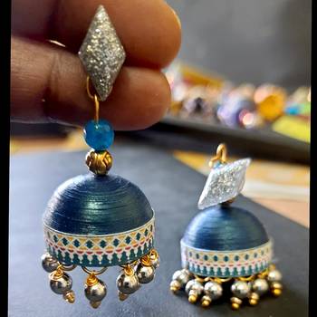 Quilled jhumkas with resin stud earrings 3 2