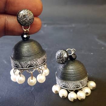 Quilled jhumkas with resin stud earrings 5 2