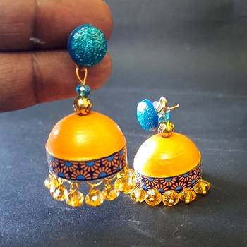Quilled jhumkas with resin stud earrings 2 2