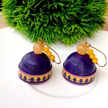 Purple Quilled Hanging Jhumkas 2