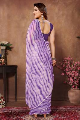 Purple Colour Ready To Wear Georgette Fabric Saree WITH UN-STITCHED BLOUSE 3