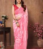 Pink Colour Ready To Wear Georgette Fabric Saree WITH UN-STITCHED BLOUSE