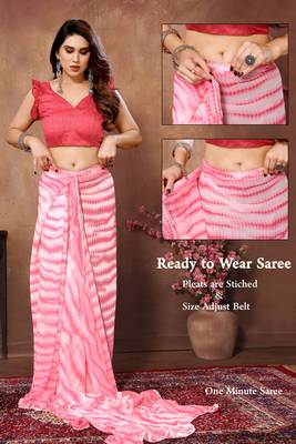 Pink Colour Ready To Wear Georgette Fabric Saree WITH UN-STITCHED BLOUSE 2