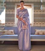 Lavender Kumbhi silk bland Kanjivaram style festive wear zari border saree with Blouse