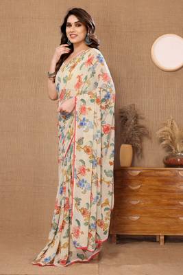 Multi Colour Ready To Wear Georgette Fabric Saree WITH UN-STITCHED BLOUSE 2