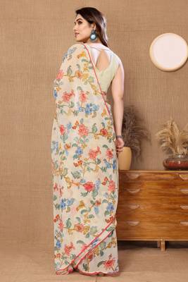 Multi Colour Ready To Wear Georgette Fabric Saree WITH UN-STITCHED BLOUSE 3