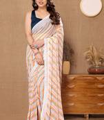 Multi Colour Ready To Wear Georgette Fabric Saree WITH UN-STITCHED BLOUSE