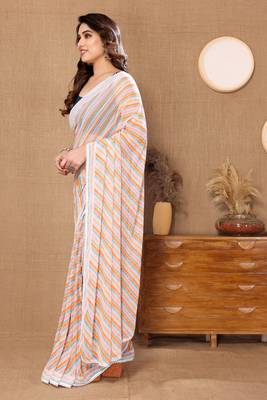 Multi Colour Ready To Wear Georgette Fabric Saree WITH UN-STITCHED BLOUSE 3
