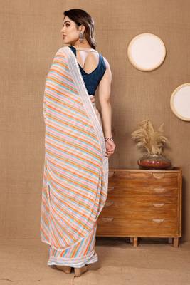 Multi Colour Ready To Wear Georgette Fabric Saree WITH UN-STITCHED BLOUSE 4