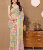 Multi Colour Ready To Wear Georgette Fabric Saree WITH UN-STITCHED BLOUSE