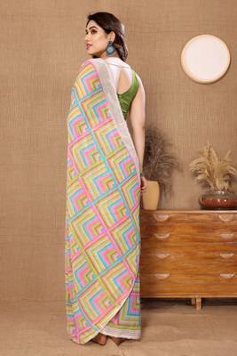 Multi Colour Ready To Wear Georgette Fabric Saree WITH UN-STITCHED BLOUSE 3