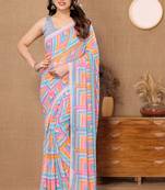 Multi Colour Ready To Wear Georgette Fabric Saree WITH UN-STITCHED BLOUSE