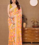 Multi Colour Ready To Wear Georgette Fabric Saree WITH UN-STITCHED BLOUSE