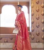 Pink Women'S Designer Tessar Silk Copper Zari Weaving Saree With For Blouse