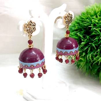 Quilled jhumkas with gs stud earrings 4 1